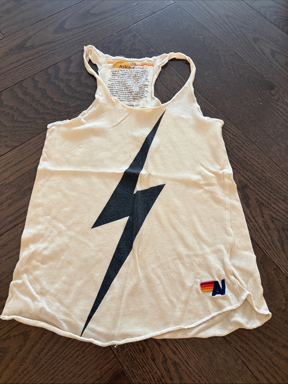 White Lightning Bolt Tank with Embroidered Patch